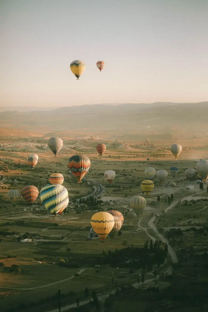 Hot-air balloons above Cappadocia